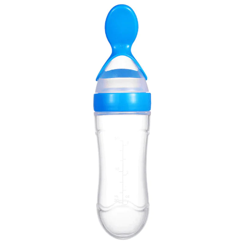 Silicone Baby Feeding Bottle with Spoon - Safe and Easy Cereal Feeder for Newborns