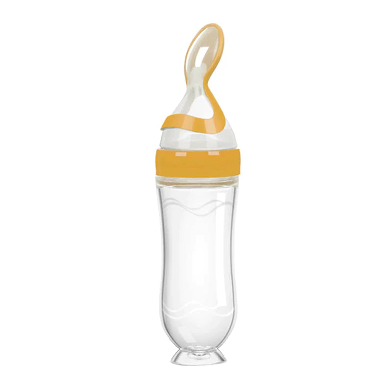 Silicone Baby Feeding Bottle with Spoon - Safe and Easy Cereal Feeder for Newborns