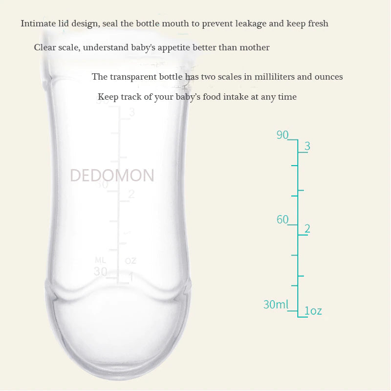 Silicone Baby Feeding Bottle with Spoon - Safe and Easy Cereal Feeder for Newborns