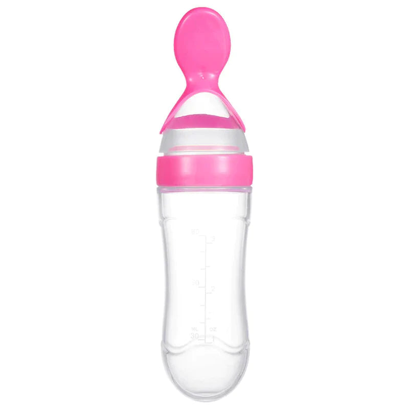 Silicone Baby Feeding Bottle with Spoon - Safe and Easy Cereal Feeder for Newborns