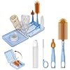 Ultimate Portable Baby Bottle Brush Set - Versatile Cleaning Tool with Drip Drying Rack & Silicone Nipple Brush for On-the-Go Parents