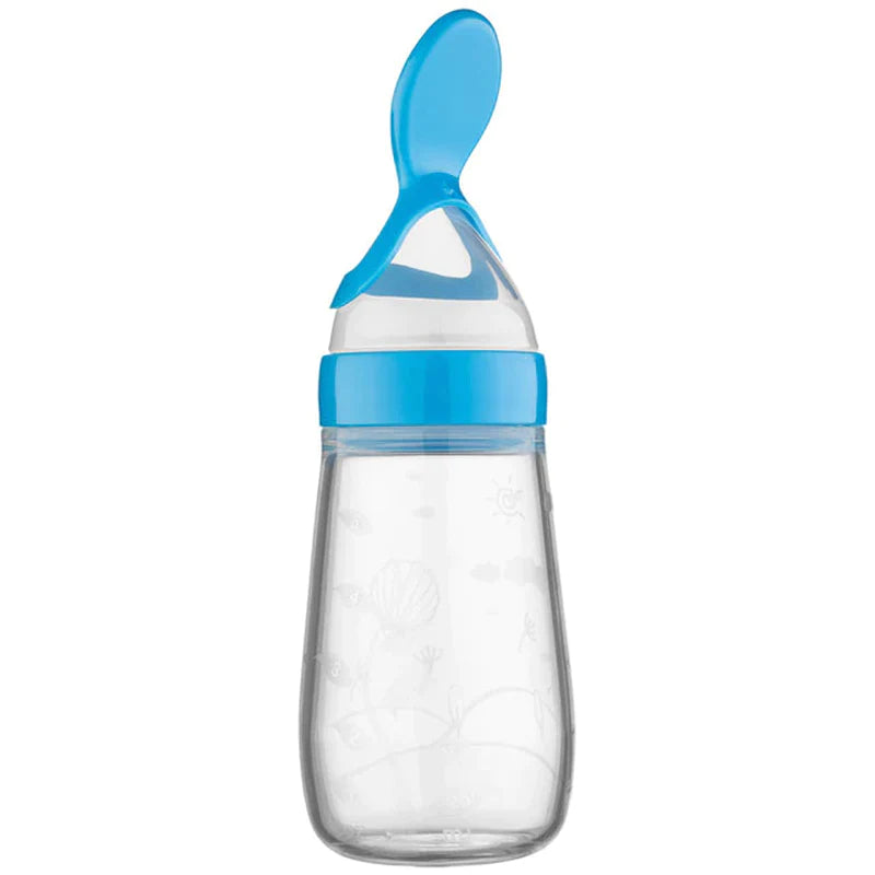 Silicone Baby Feeding Bottle with Spoon - Safe and Easy Cereal Feeder for Newborns