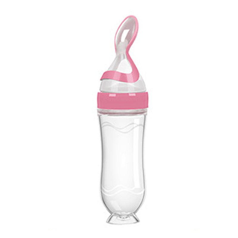 Silicone Baby Feeding Bottle with Spoon - Safe and Easy Cereal Feeder for Newborns