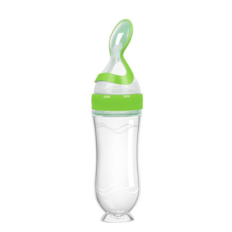 Silicone Baby Feeding Bottle with Spoon - Safe and Easy Cereal Feeder for Newborns