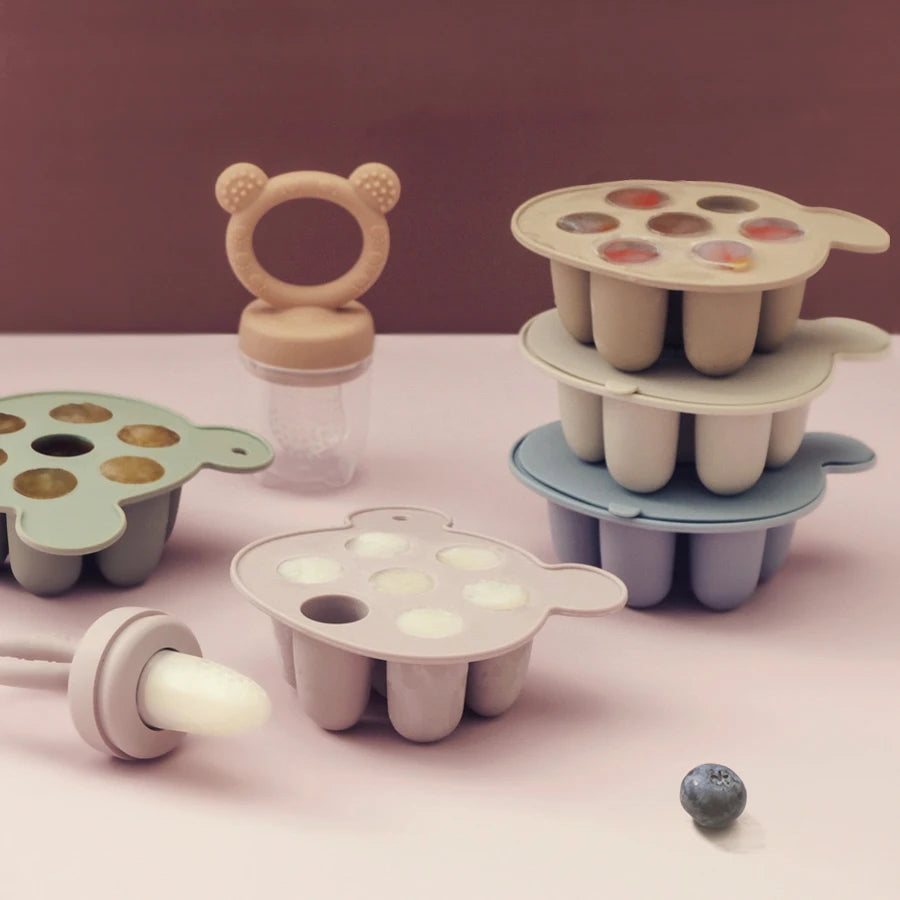 Baby Ice Cream Pops Silicone Mold - Fun & Safe Popsicle Maker for Baby's Fruit Treats and Teething Relief
