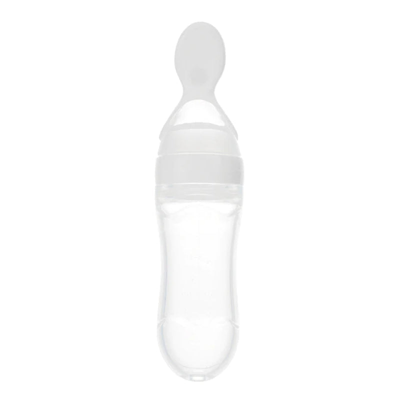 Silicone Baby Feeding Bottle with Spoon - Safe and Easy Cereal Feeder for Newborns
