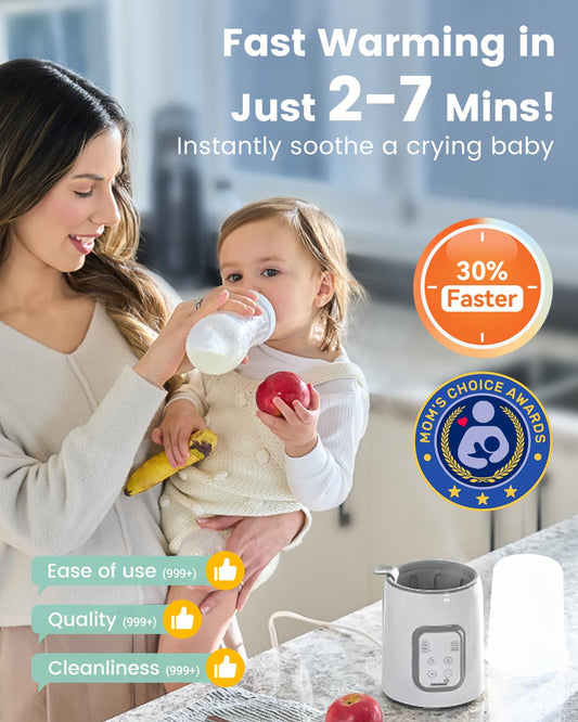8-in-1 Fast Baby Milk Warmer with Timer - Accurate Temperature Control for Breastmilk & Formula, Defrost, Sterilize, and Heat Baby Food Jars